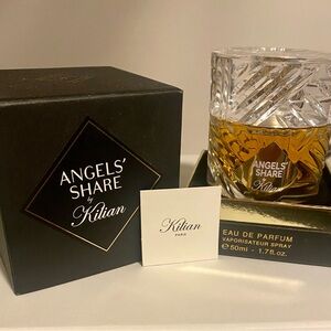 Kilian Angels' Share Fragrance with Gold and Black Accents. 50 ml bottle.
